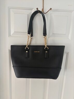 Calvin Klein Tote with Gold Chain Accents